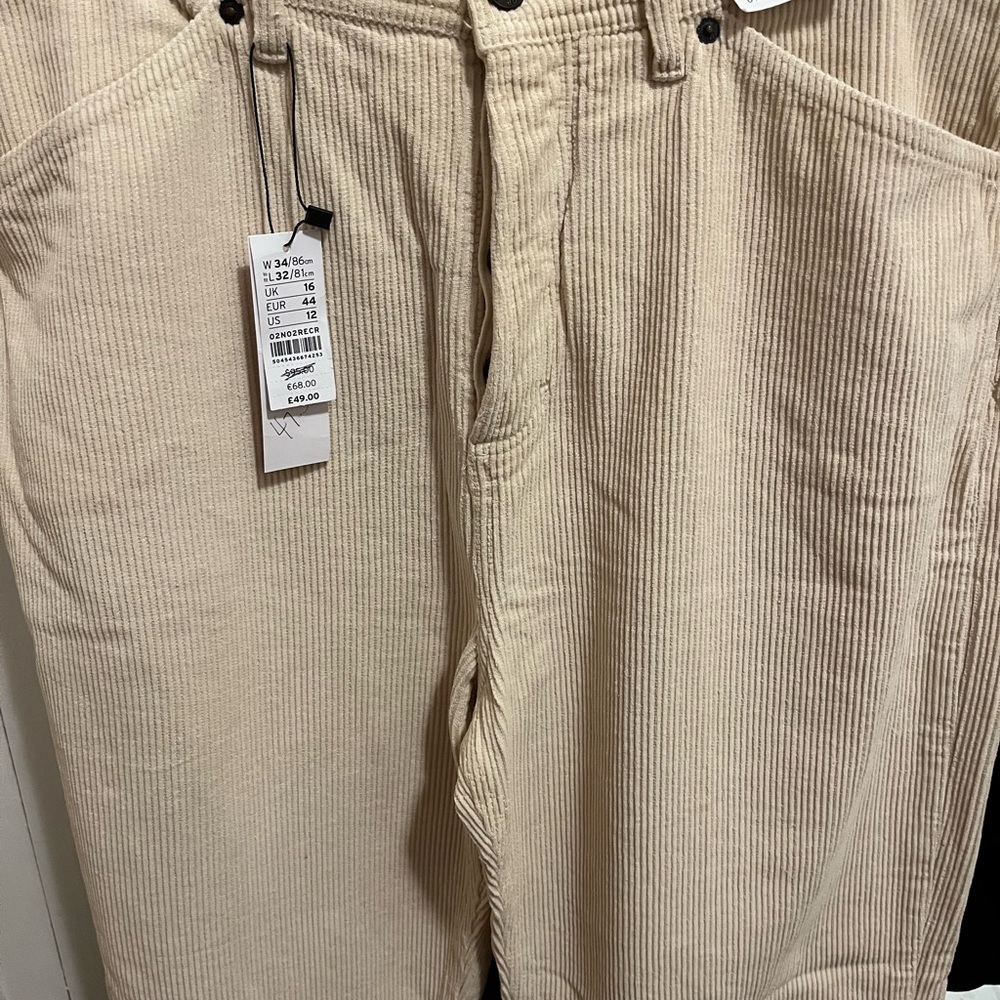 Topshop Cream Corduroy Wide Leg Pants